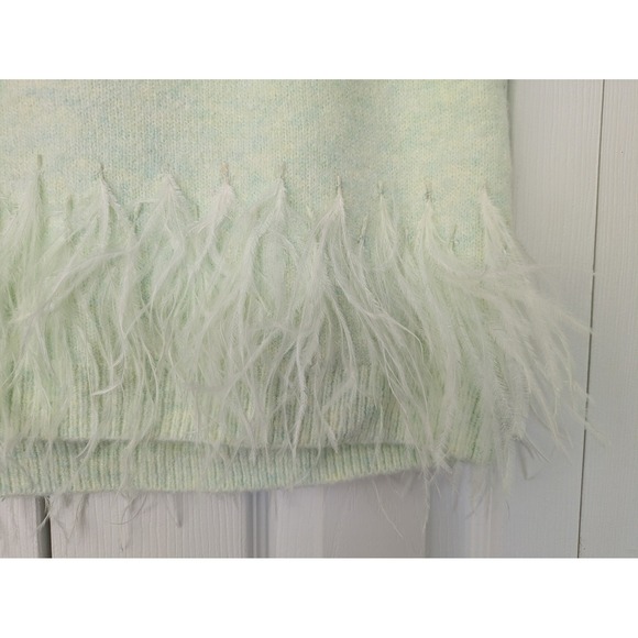 Cinq à Sept‎ Briana Feather Mini Skirt Knit Size M Patina Green NWT $295 - Picture 2 of 7